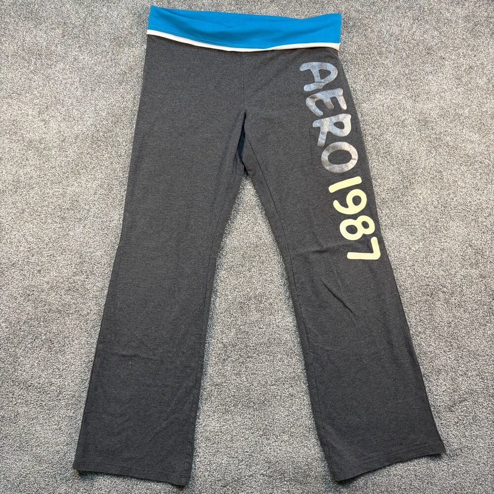 Vintage Y2K Fold Over Yoga Leggings Pants Aero Aeropostale XL Wide leg